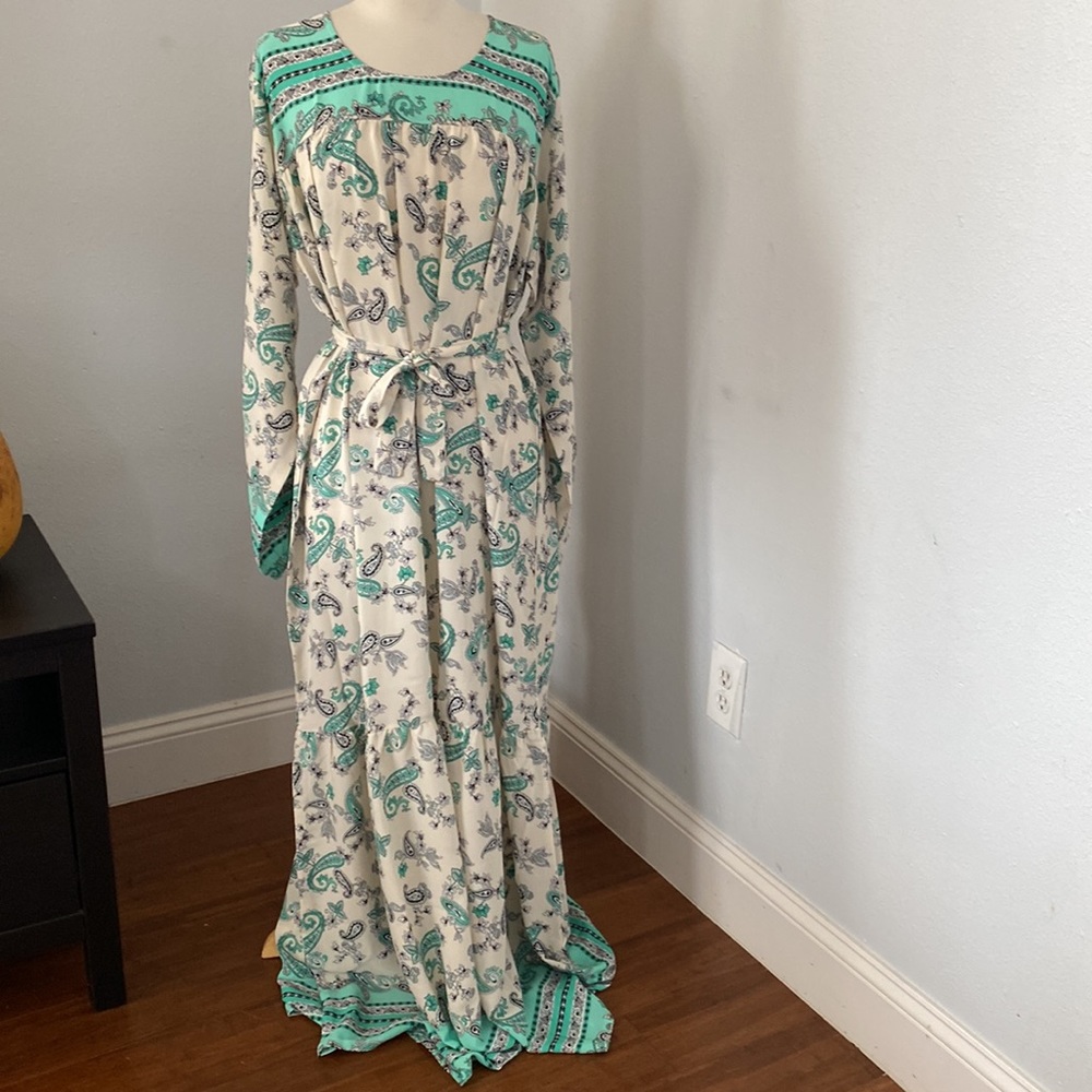 Modest Floral  Long‎ Sleeve Maxi Dress Size XL/ 58 NEW